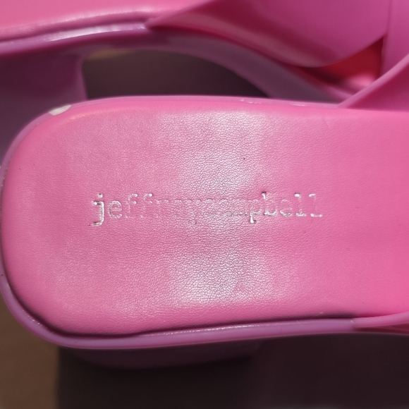 Jeffrey Campbell Bubblegum Block Heels Pink Rubber Platform Sandal Mules, Sz 7 - Picture 6 of 8